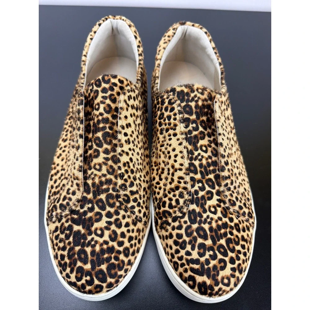 J/Slides Heidi Leopard Calf Hair‎ Slip On Platform Sneakers Size 10